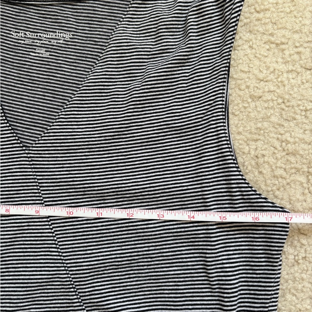 Soft Surroundings black and white striped sleeveless tiered midi dress, sz S - Picture 3 of 6